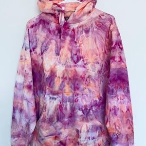 Pink and Peach Tie Dye Hoodie Small